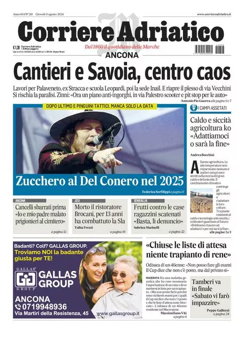 Prima-pagina-corriere adriatico-edizione-di-oggi-08-08-2024